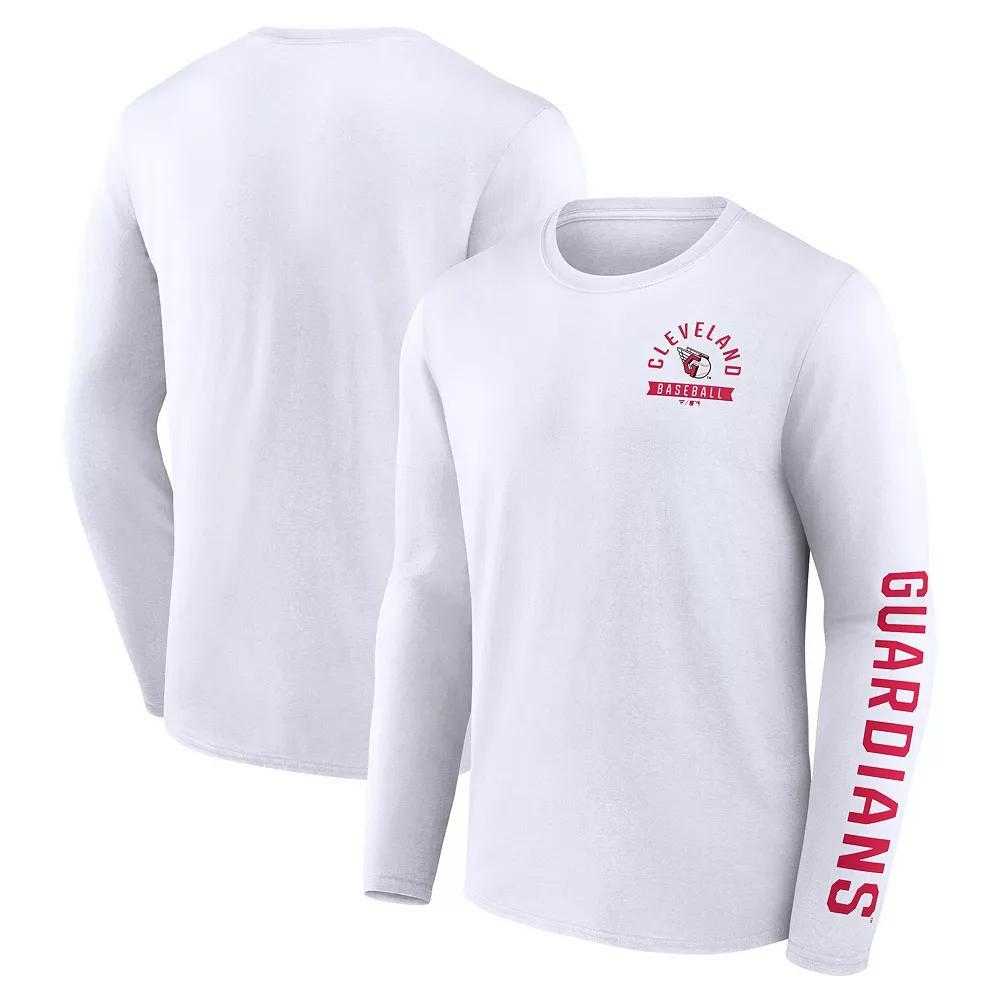 Men's Fanatics  White Cleveland Guardians Press Box Long Sleeve T-Shirt, Size: 5XL, Grd White Product Image