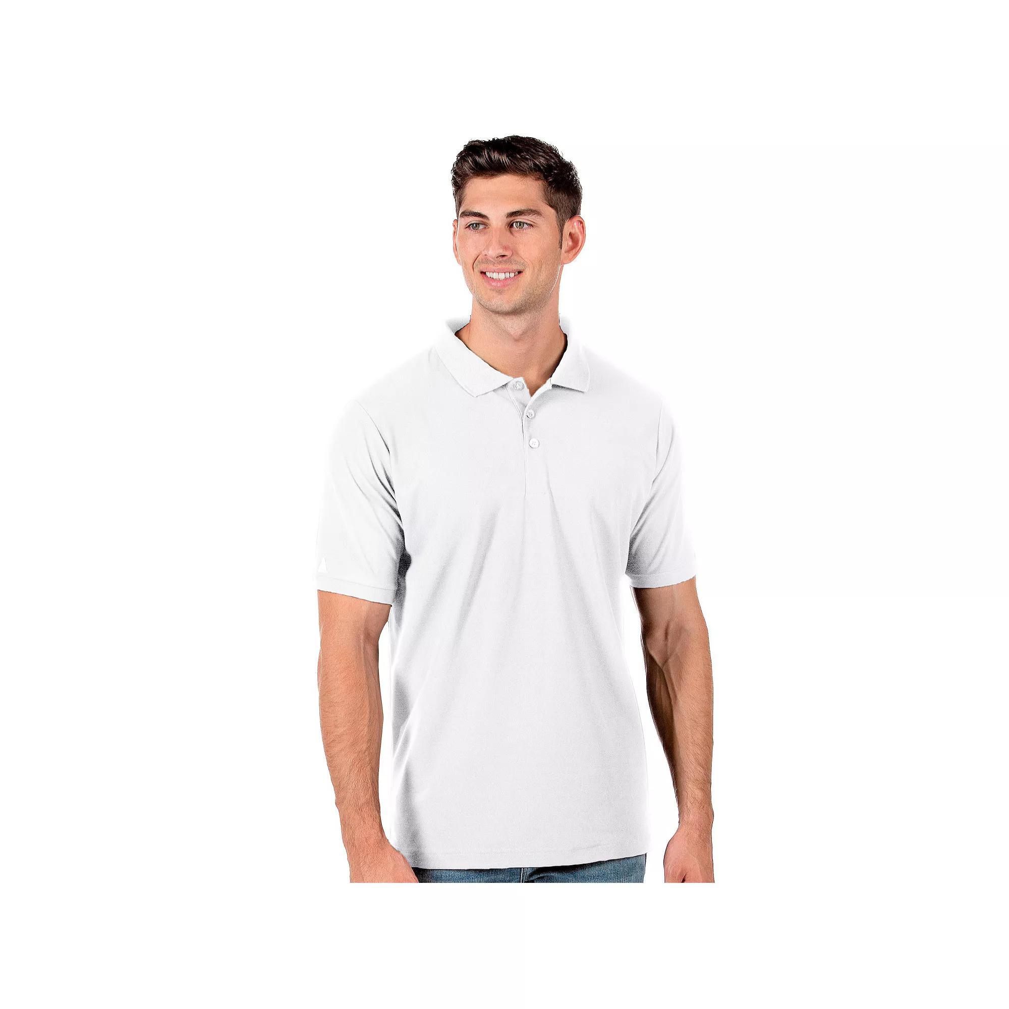 Men's Antigua Legacy Fitted Pique Polo, Size: XL, White Product Image