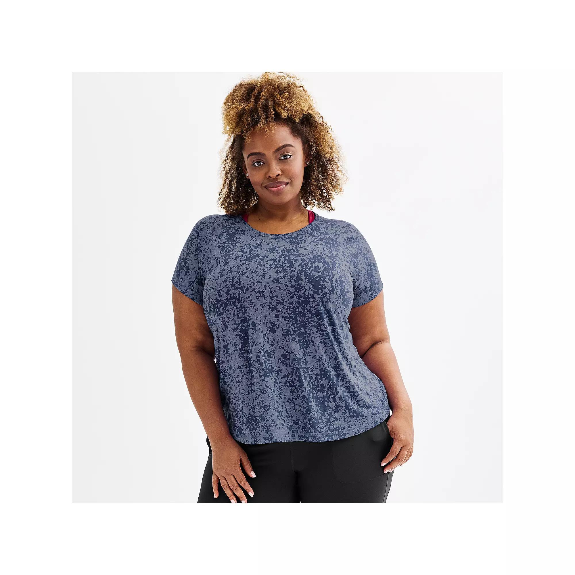 Plus Size Tek Gear® Core Raglan Tee, Women's, Size: 1XL, Blue Burnout Product Image