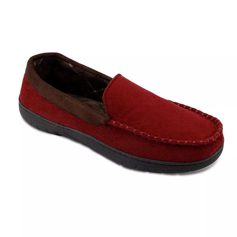 Wembley Mens Fleece Lined Moccasin Slippers Red Product Image