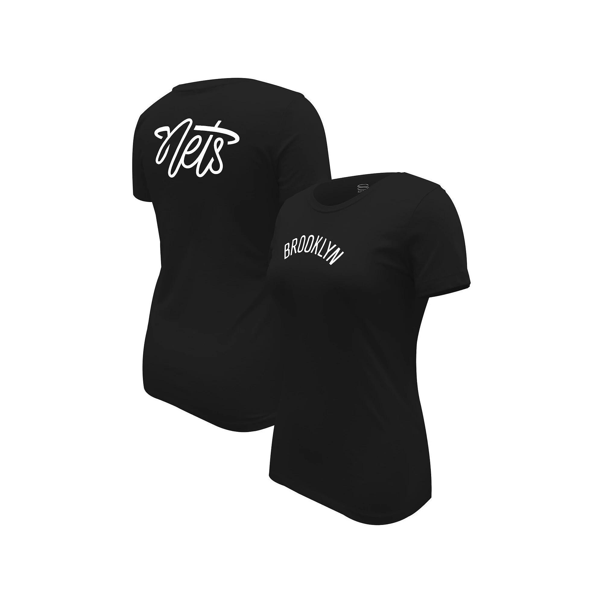 Women's Stadium Essentials  Black Brooklyn Nets Origins Script T-Shirt, Size: XL Product Image