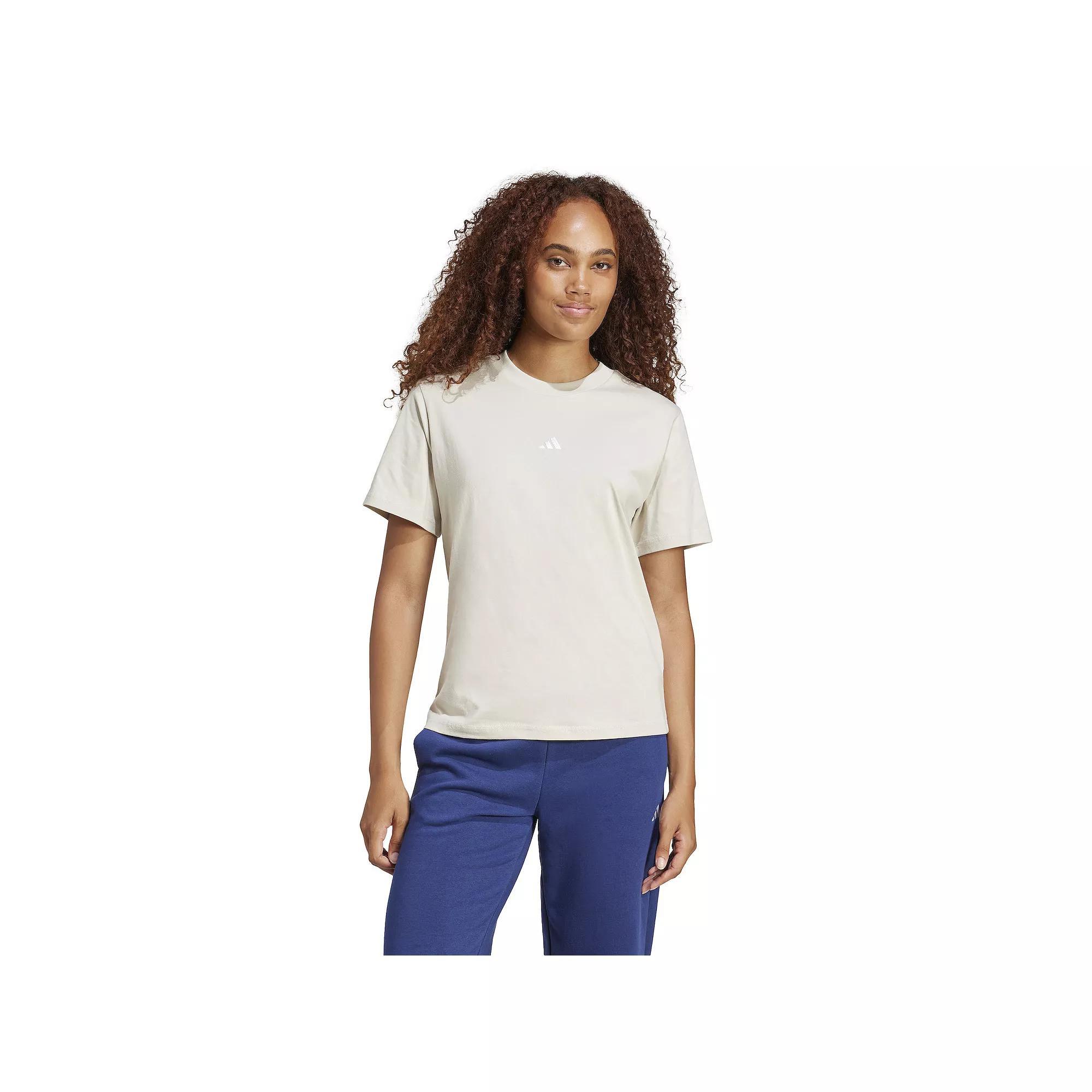 Women's adidas Essentials Small Logo Cotton T-Shirt, Size: Large, Wonder Alumina Product Image
