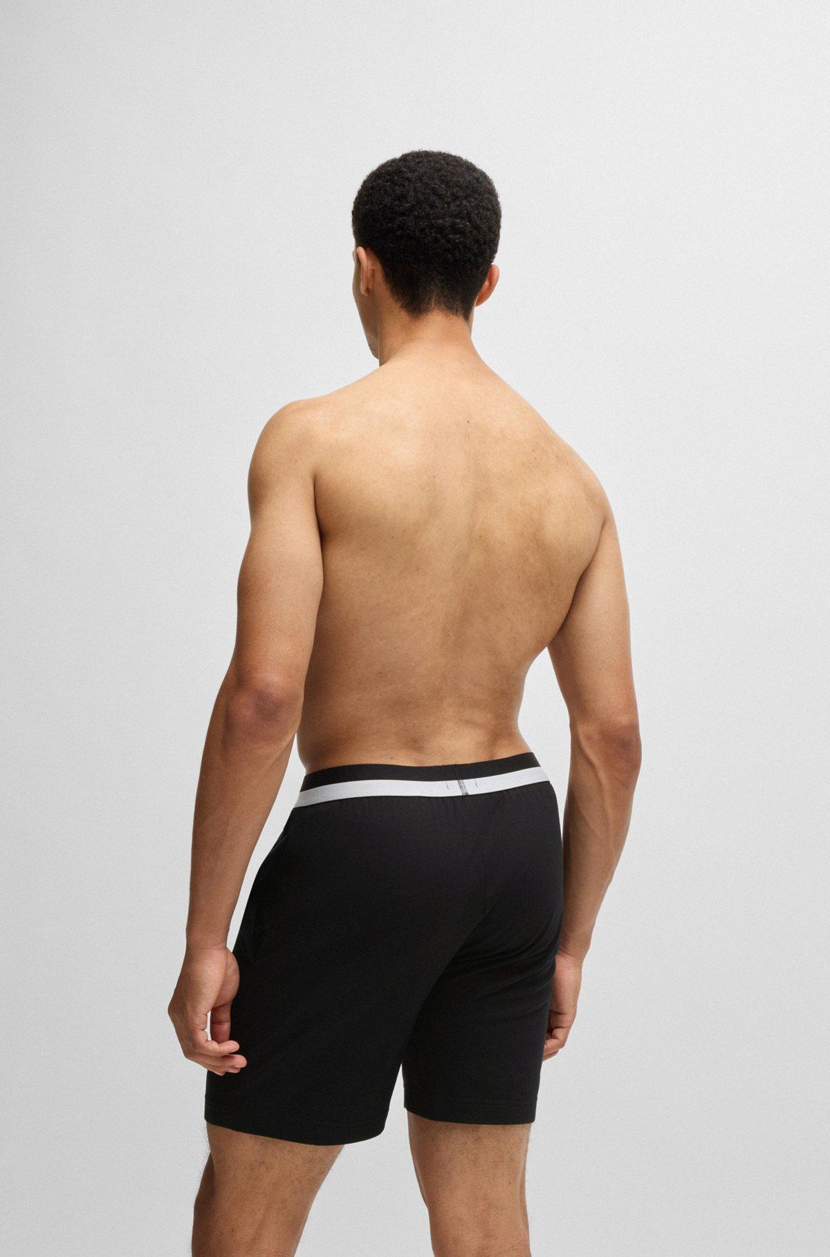 Stretch-cotton pajama bottoms with color-blocked waistband Product Image