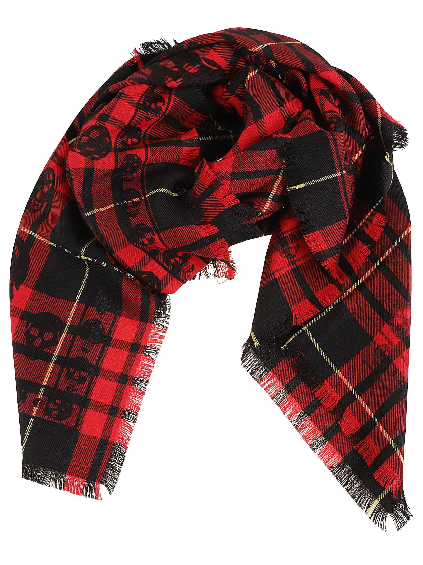 Men's Wool Tartan Plaid Skull Scarf Product Image