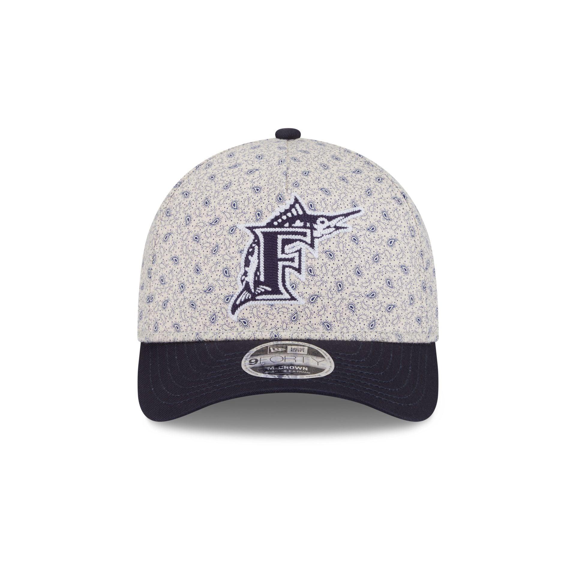 Miami Marlins Micro Print 9FORTY M-Crown A-Frame Adjustable Hat Male Product Image
