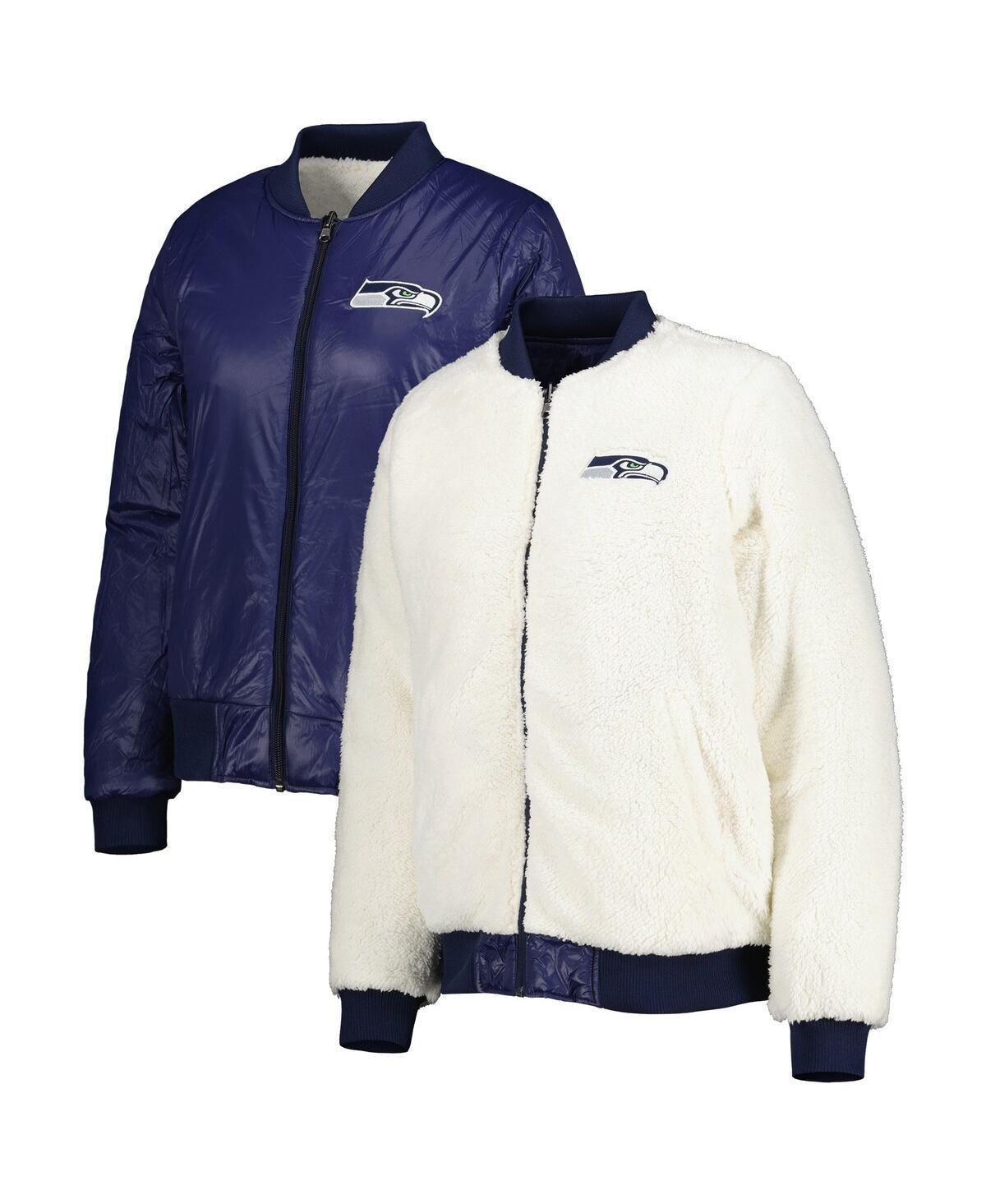 Womens G-III 4Her by Carl Banks Oatmeal/College Navy Seattle Seahawks Switchback Reversible Full-Zip Jacket Product Image