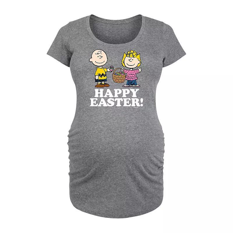 Maternity Peanuts Happy Easter Graphic Tee, Women's, Size: XL-Mat, Grey Gray Product Image