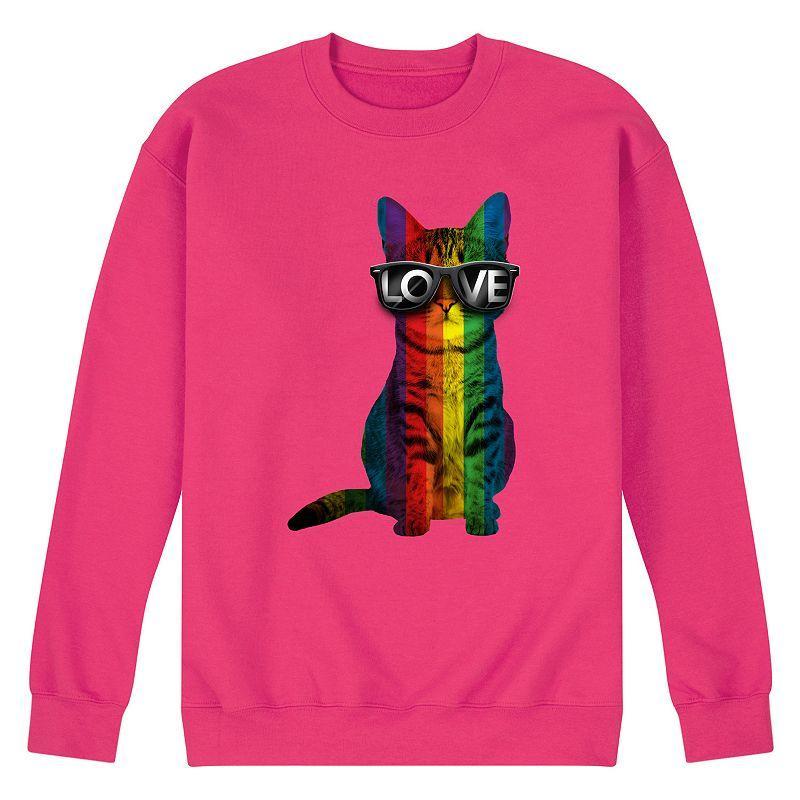 Mens Love Cat Fleece Sweatshirt Grey Gray Product Image