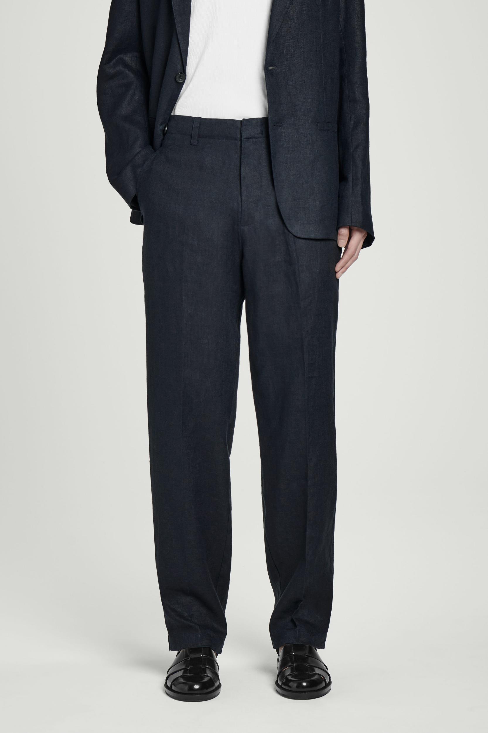 RELAXED LINEN TAPERED PANTS Product Image