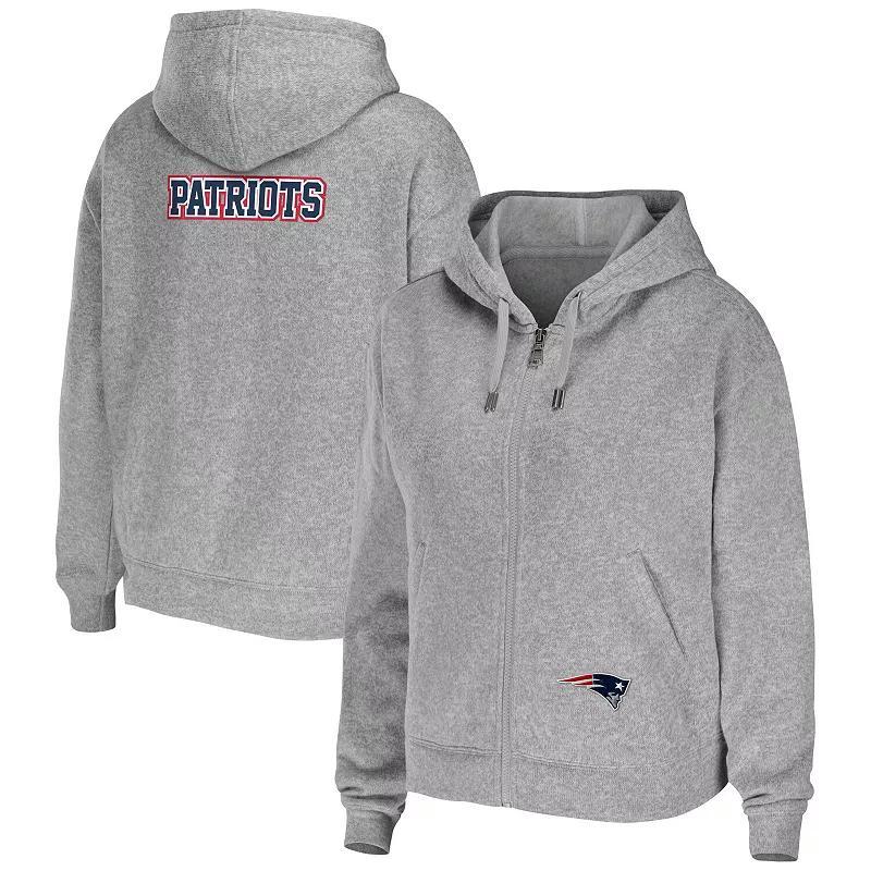 Women's WEAR by Erin Andrews Heathered Gray New England Patriots Team Full-Zip Hoodie,  Product Image