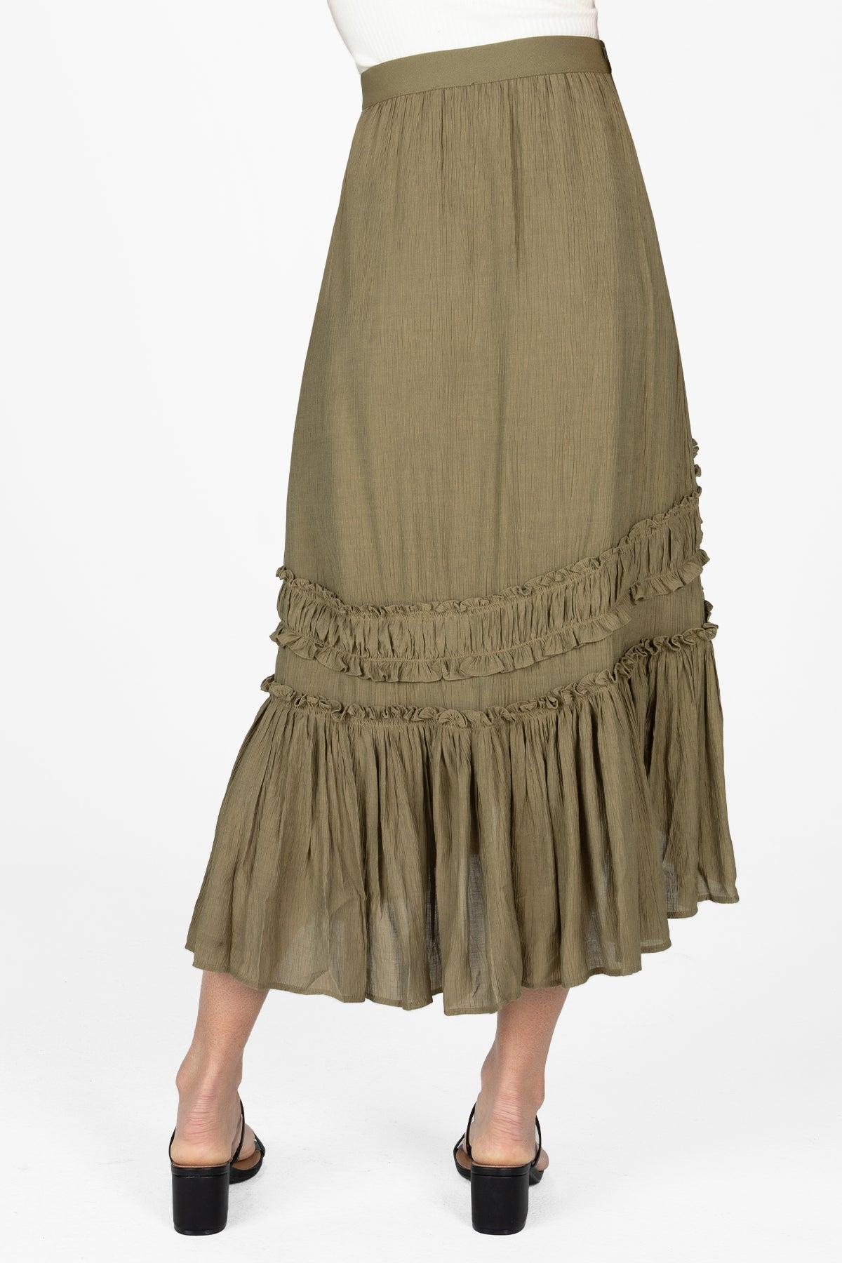 Asymmetical Ruffle Midi Skirt Product Image