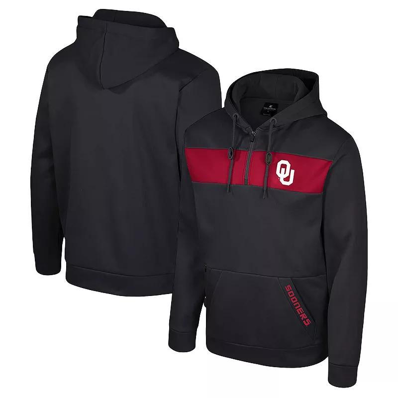 Men's Colosseum  Black Oklahoma Sooners Quarter-Zip Hoodie, Size: XL Product Image