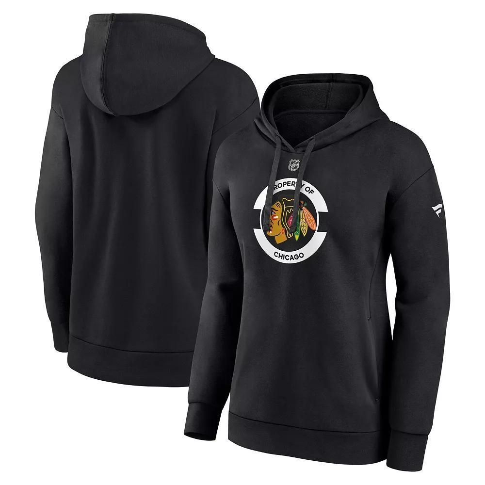 Women's Fanatics Black Chicago Blackhawks Authentic Pro Core Secondary Fleece Pullover Hoodie,  Product Image