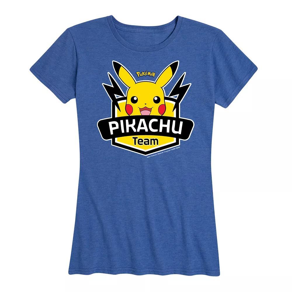 Plus Pokemon Team Pikachu Graphic Tee, Women's, Size: 3XL, Grey Royal Blue Product Image