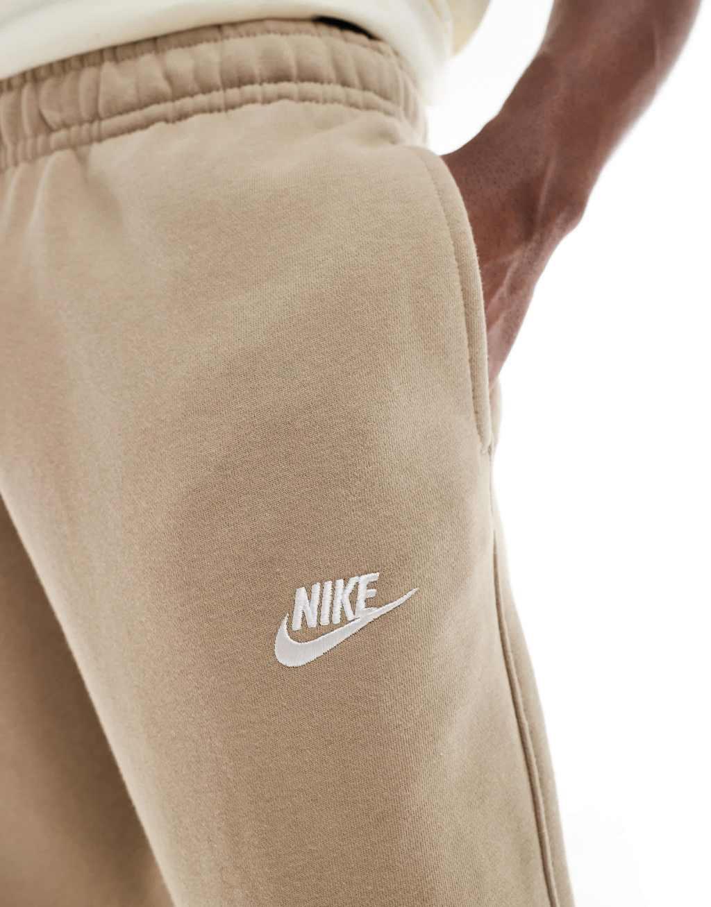 Nike Club open hem sweatpants in khaki Product Image