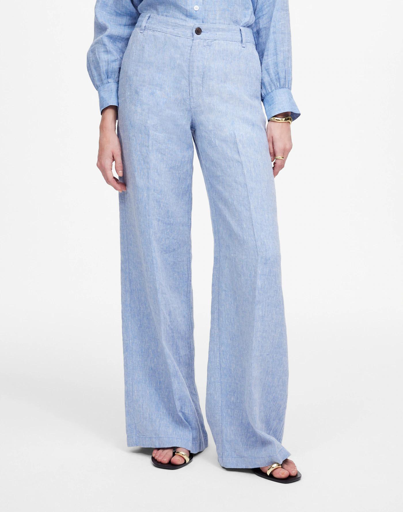 The Zoe Relaxed Wide Pant in 100% Linen Product Image