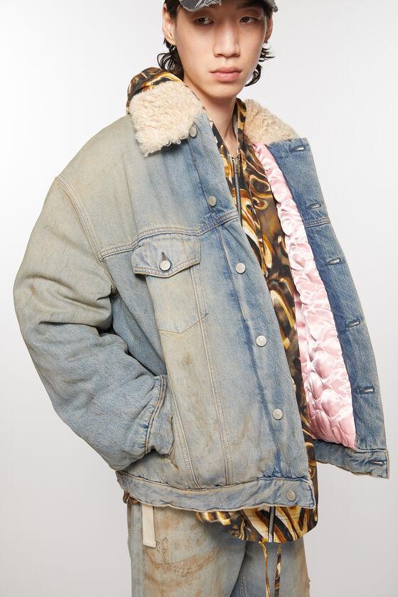 Denim fur trim jacket - Oversized fit Product Image