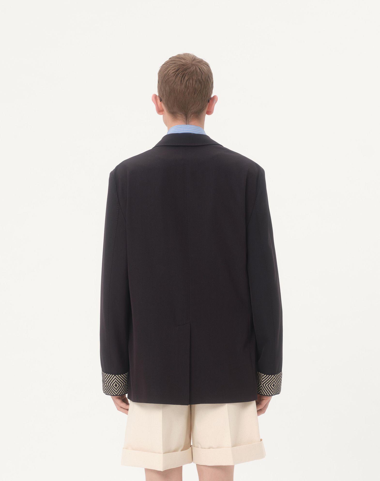 Single-Breasted Wool And Cotton Jacket With Jacquard Trimmings Product Image
