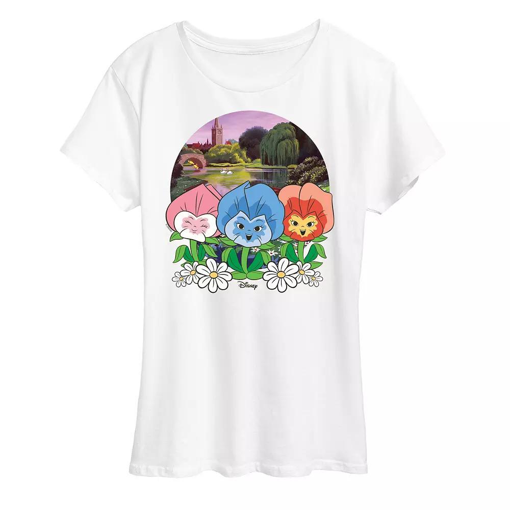 Disney's Alice in Wonderland Women's Flower Row Graphic Tee, Size: Large, White Product Image