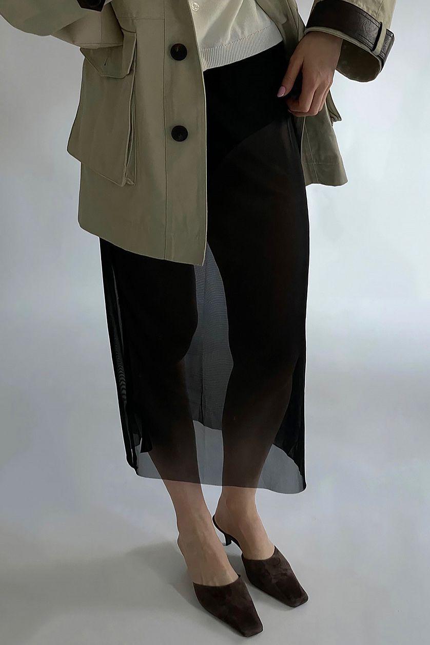 Transparent Mesh Midi Skirt Product Image