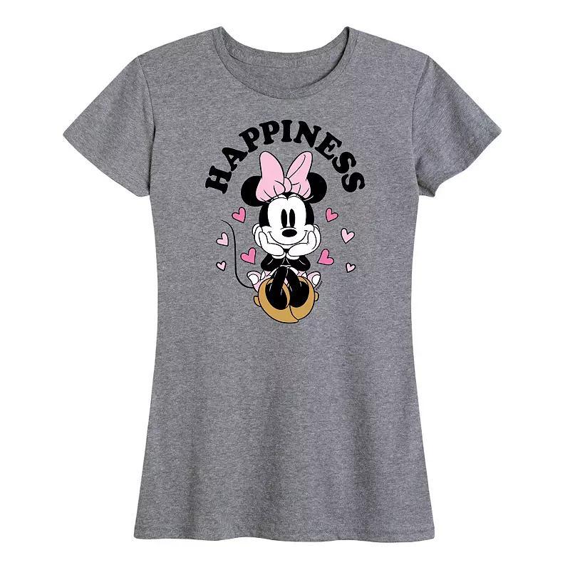 Disneys Minnie Mouse Womens Happiness Graphic Tee Grey Dark Red Product Image