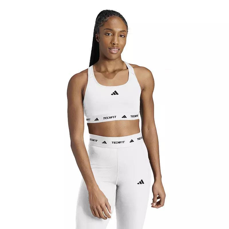 adidas Techfit Training Sports Bra, Women's, Size: XS, White Product Image