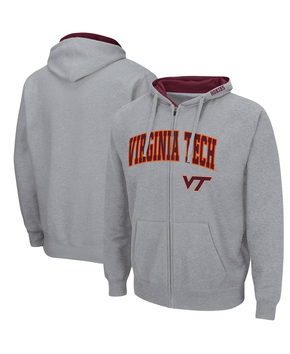 Mens Colosseum Heathered Gray Virginia Tech Hokies Arch & Logo 3.0 Full-Zip Hoodie Product Image