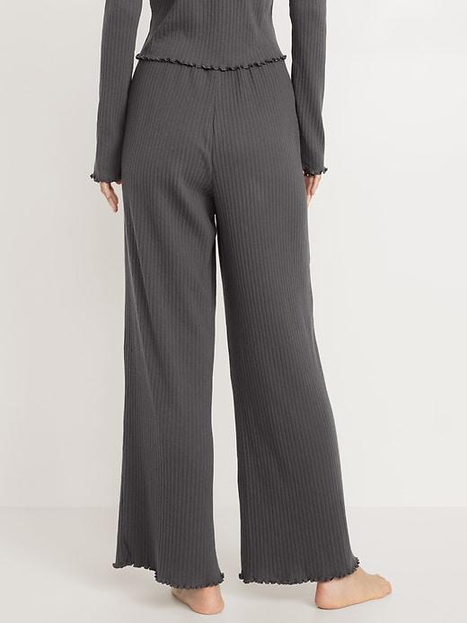 High-Waisted Ribbed Pajama Pants Product Image