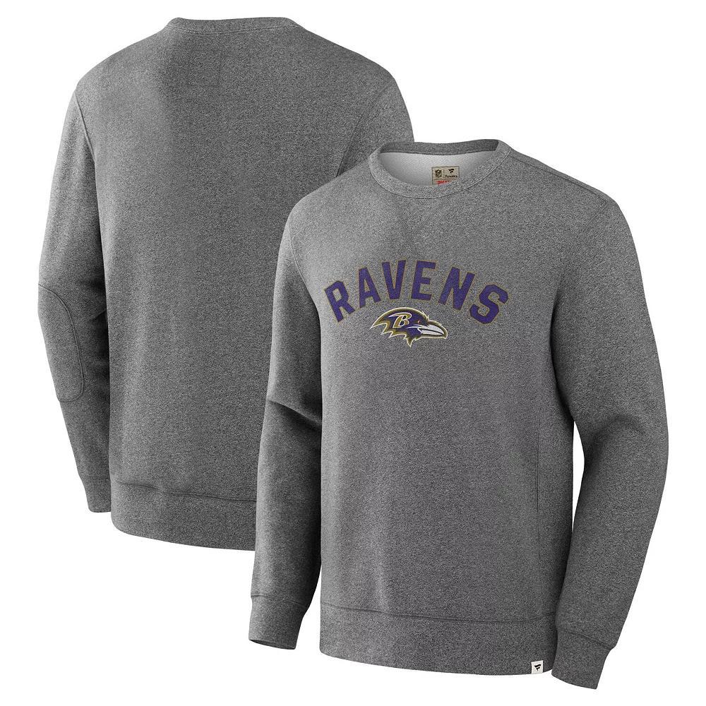 Men's Fanatics Heather Gray Baltimore Ravens Loop Terry Pullover Sweatshirt,  Product Image