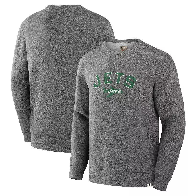 Men's Fanatics Heather Gray New York Jets Loop Terry Pullover Sweatshirt,  Product Image
