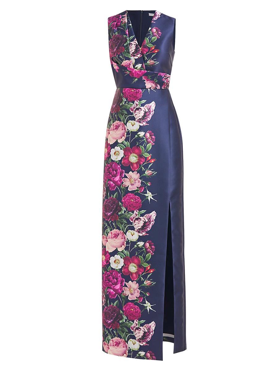 Womens Coraline Floral Satin Column Gown Product Image