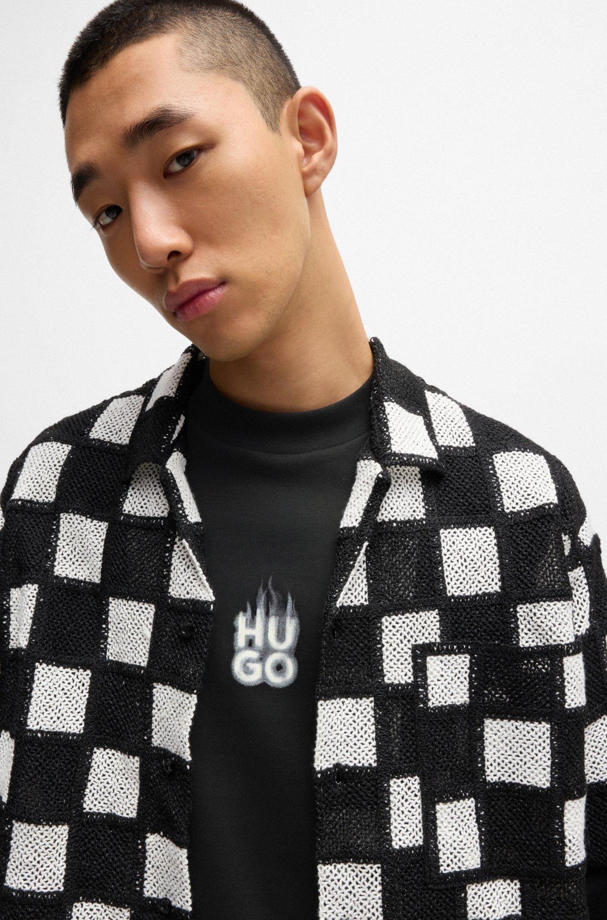 Cotton-terry sweatshirt with stacked smoke logo prints Product Image