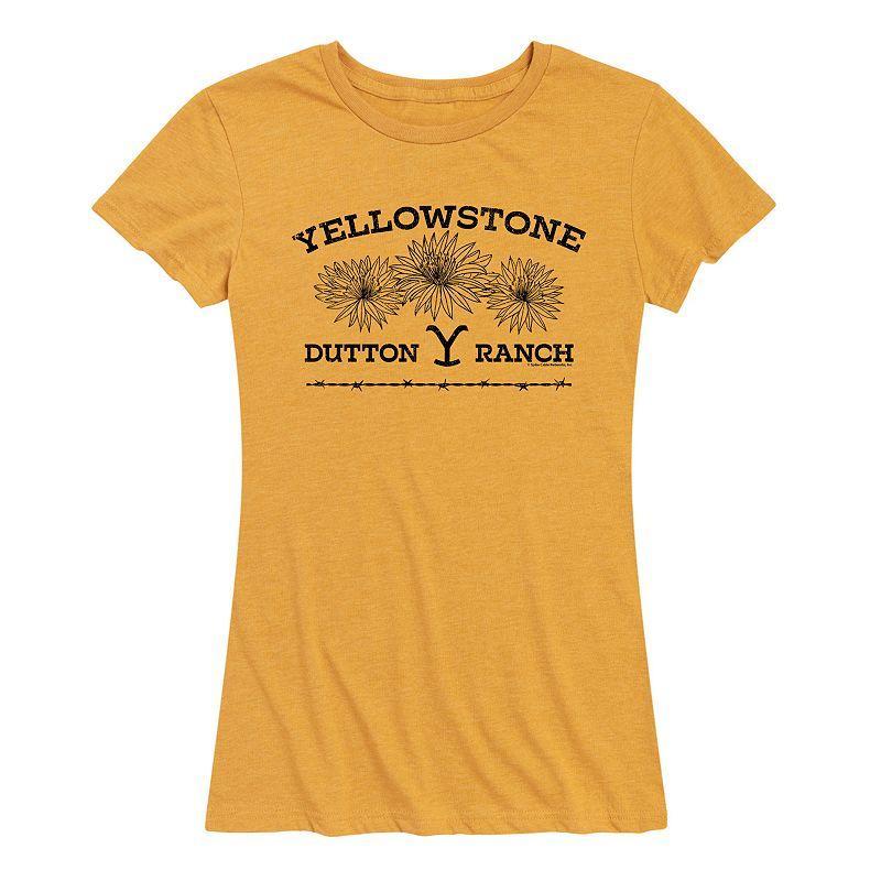 Womens Yellowstone Wildflowers Graphic Tee Grey Green Product Image