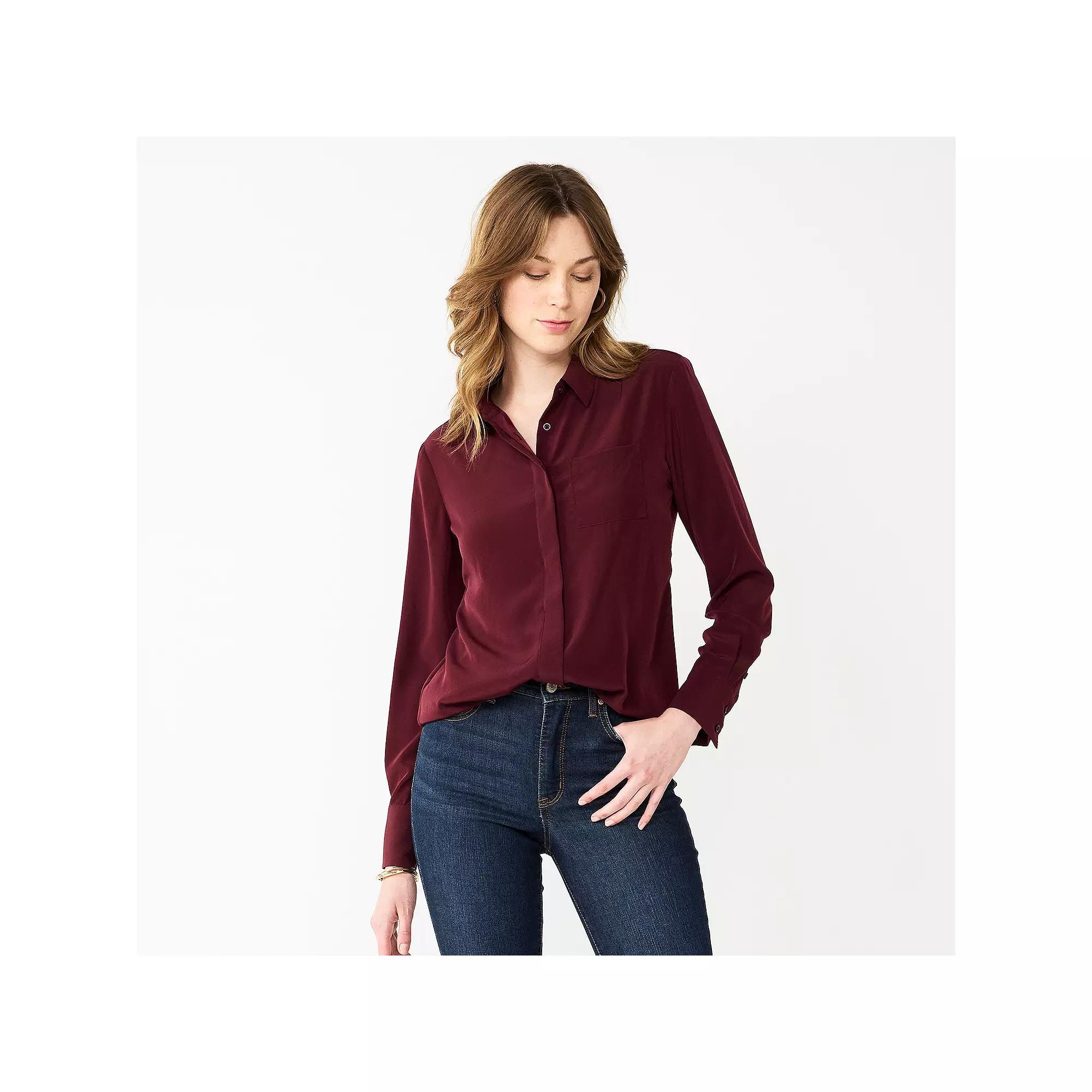 Women's Nine West Drapey Button Down Shirt,  Product Image