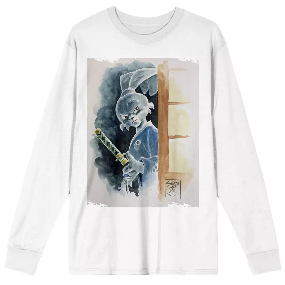 Men's Usagi Yojimbo Watercolor Long Sleeve Graphic Tee, Size: XXL, White Product Image