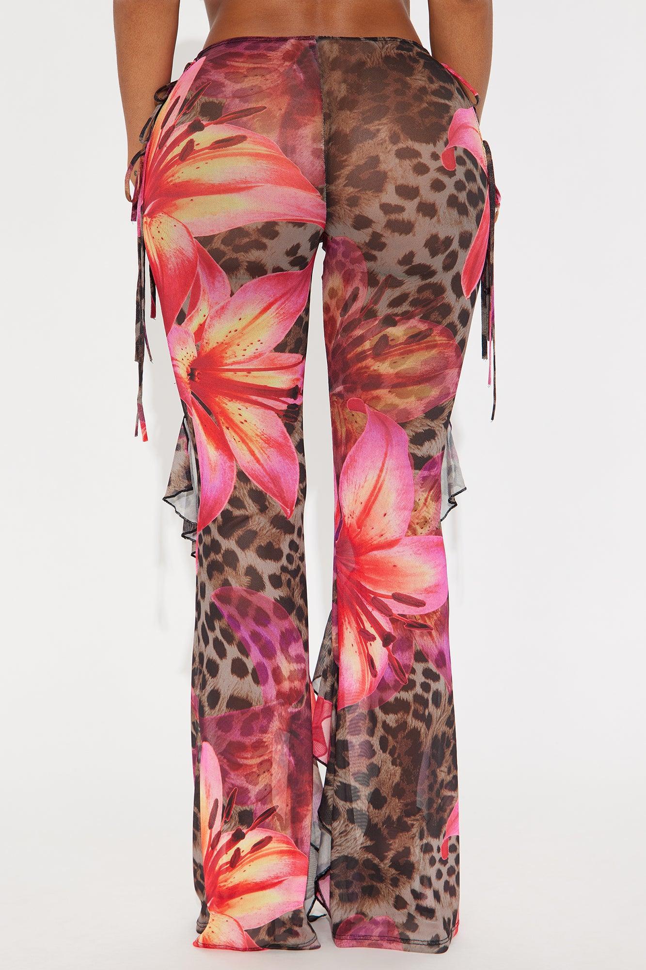 Itati Leopard Mesh Flare Pant - Brown/combo Product Image