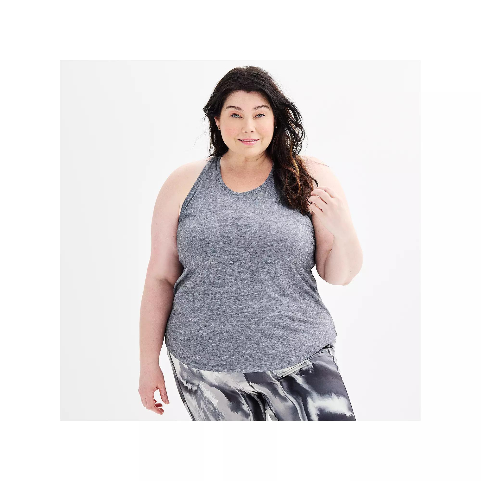 Plus Size Tek Gear® Racerback Tank Top, Women's, Size: 2XL, Smokey Grey Product Image