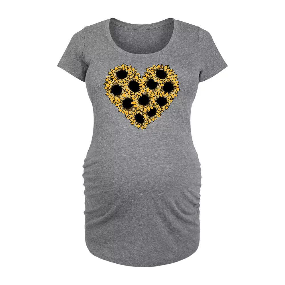 Maternity Sunflower Heart Graphic Tee, Women's, Size: XXL-MAT, Grey Gray Product Image