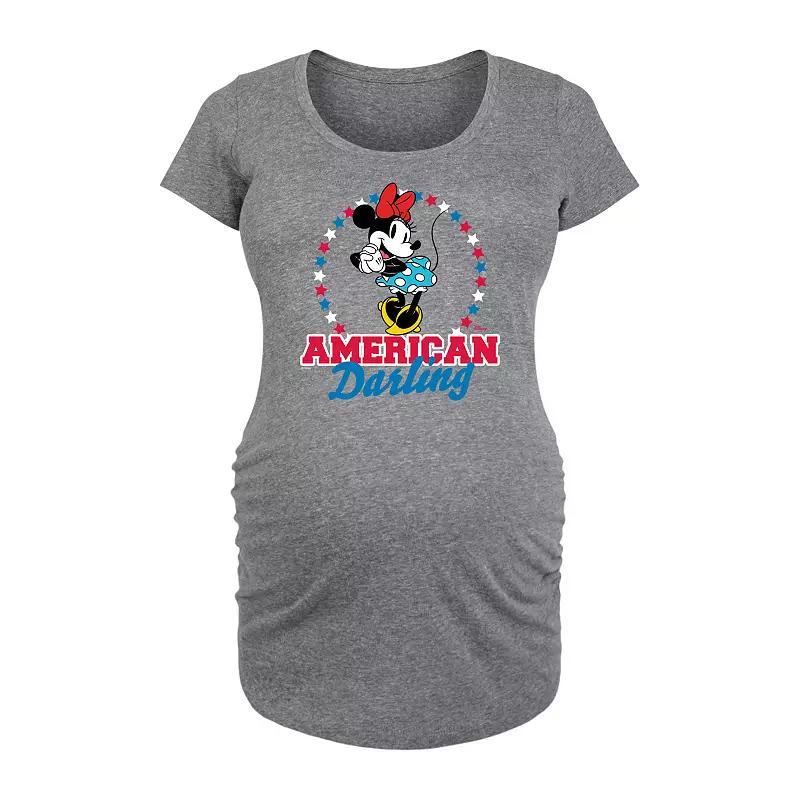 Disneys Minnie Mouse Maternity American Darling Graphic Tee, Womens Grey Gray Product Image