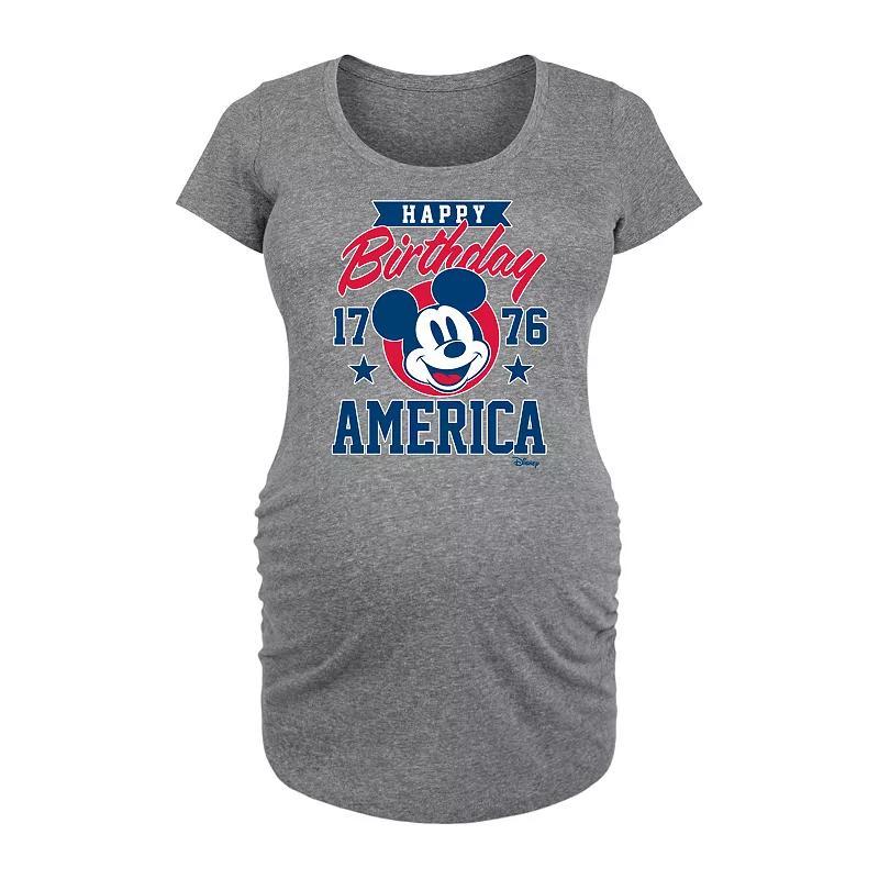 Disney's Mickey Mouse Maternity Happy Birthday America Graphic Tee, Women's, Size: XXL-MAT, Grey Gray Product Image