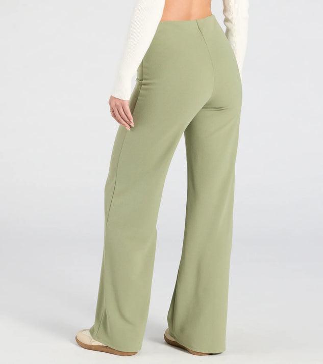 She's All Business Wide-Leg Crepe Trouser Pants Product Image