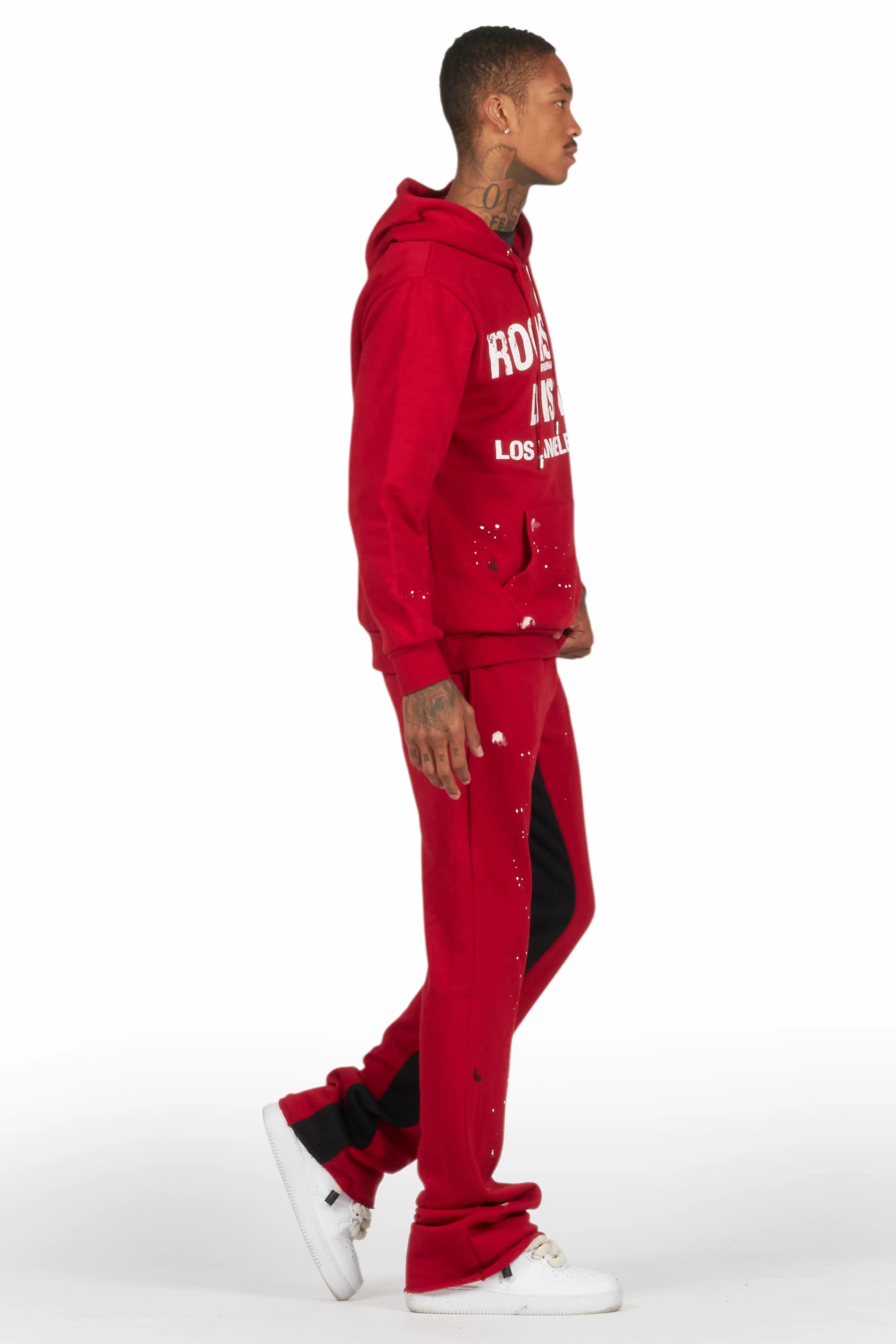 Scottie Burgundy Hoodie/Baggy Track Pant Set Male Product Image