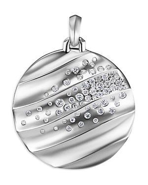 Womens Cable Edge Pendant in Recycled Sterling Silver with Pav Diamonds Product Image