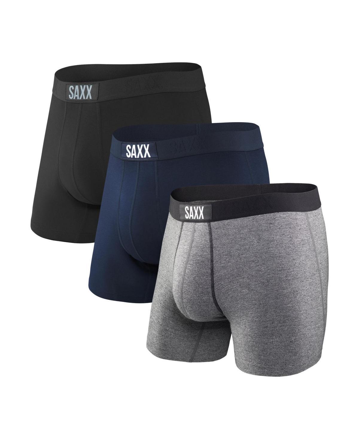 SAXX UNDERWEAR Vibe Boxer Brief 3-Pack Grey/Blue) Men's Underwear Product Image