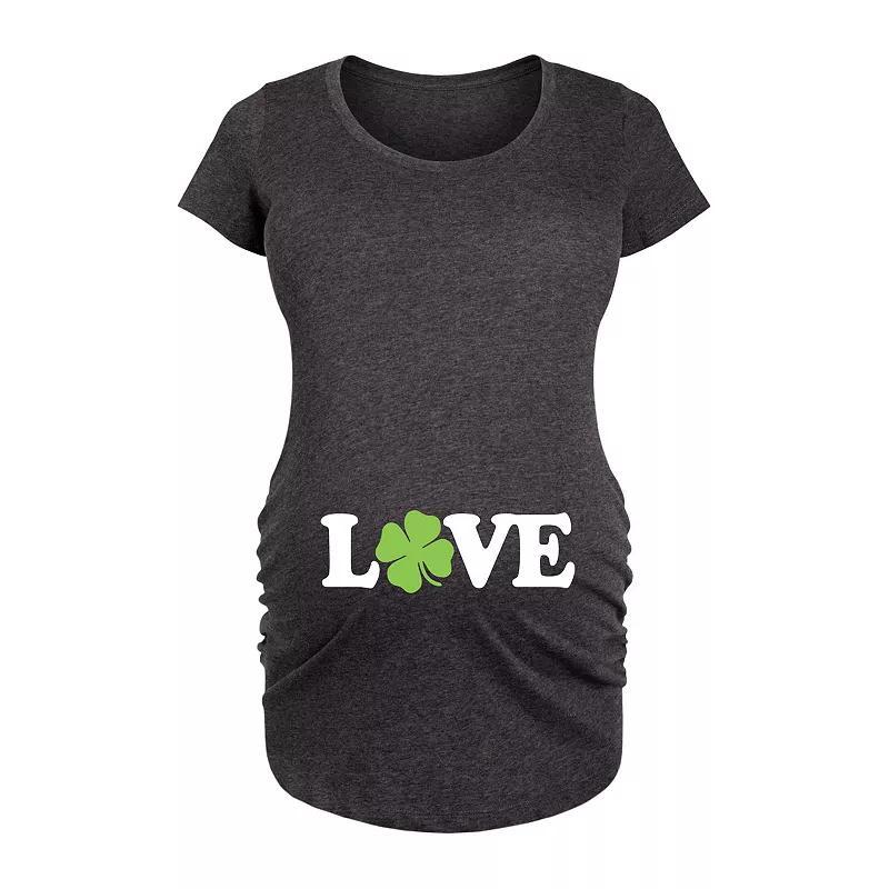 Maternity Love Shamrock Graphic Tee, Womens Heather Grey Product Image