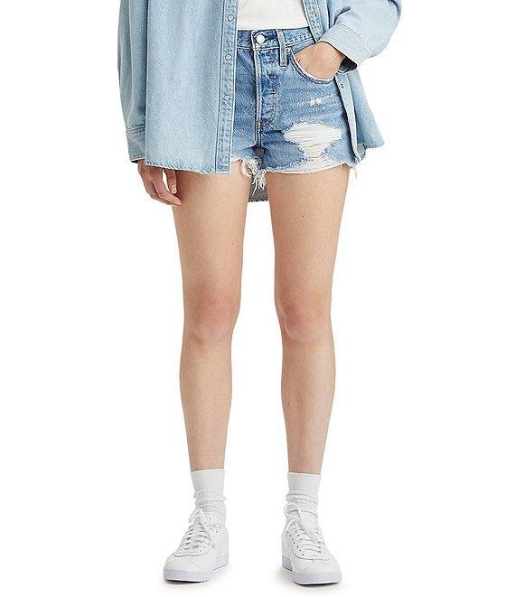 Levi's® 501® Original High-Rise Destructed Frayed Hem Denim Shorts Product Image