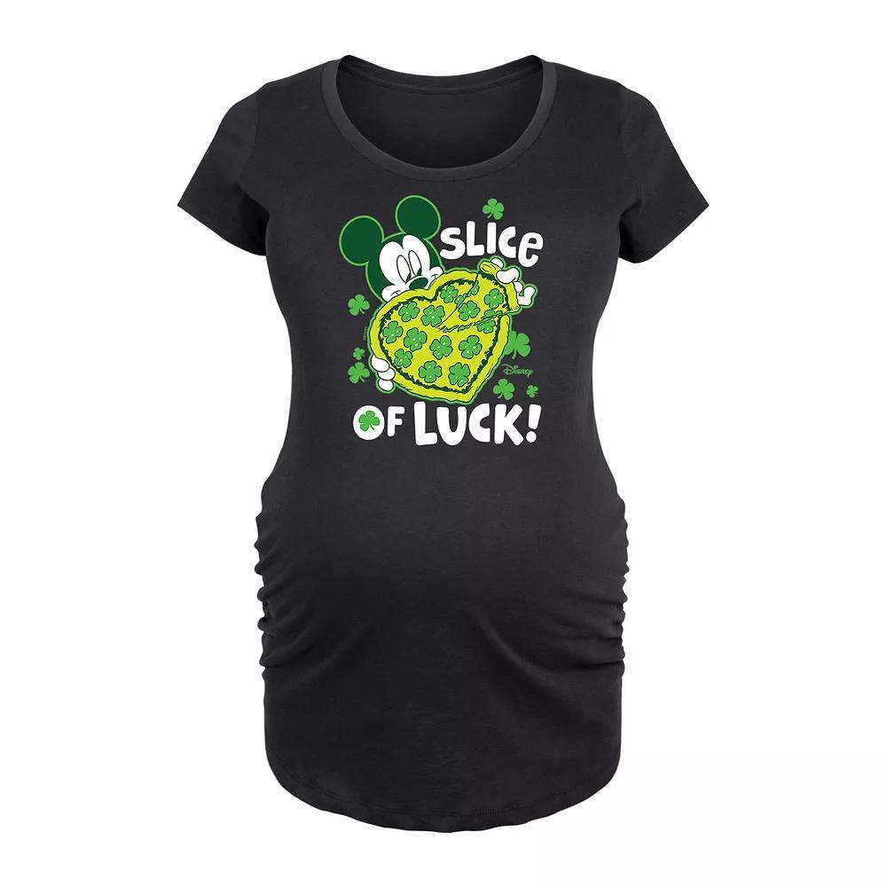 Disney's Mickey Mouse Maternity Slice Of Luck Graphic Tee, Women's, Size: Large-Mat, Black Product Image