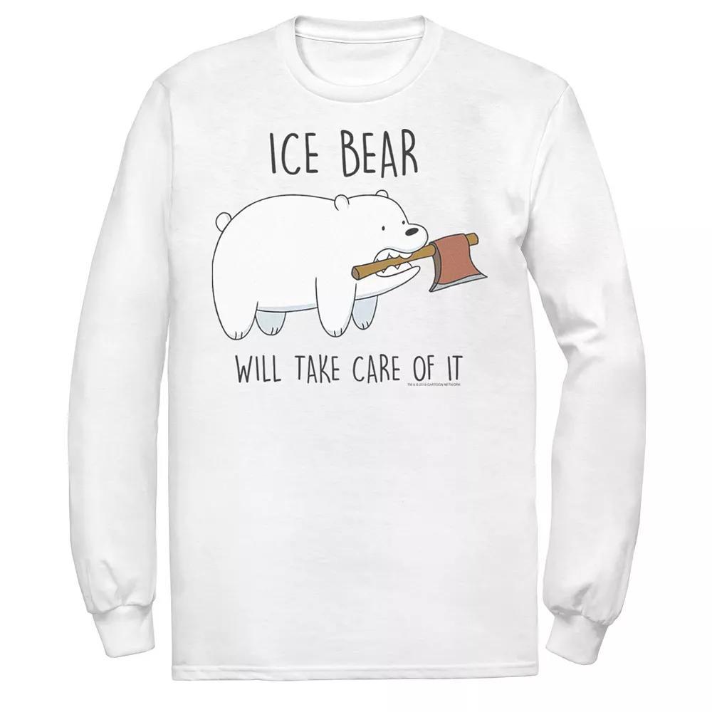 Men's Cartoon Network Bare Bears Ice Bear Take Care Of It Axe Long Sleeve Tee, Size: XL, White Product Image