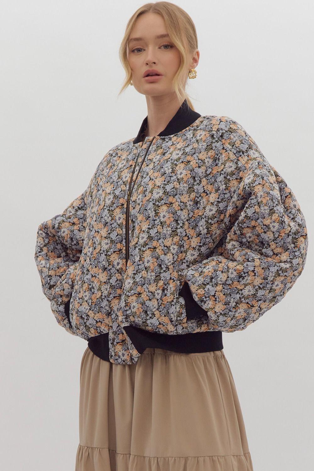 Look Out For You Floral Quilted Bomber Jacket Product Image