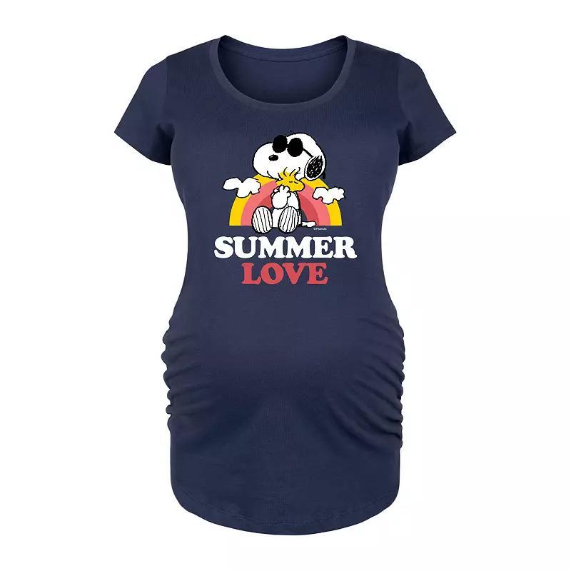 Maternity Peanuts Snoopy & Woodstock Summer Love Graphic Tee, Women's, Size: Small-Mat, Blue Product Image